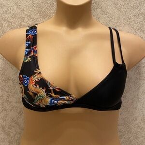 SHEIN Black and Colorful Dragon Bikini Top